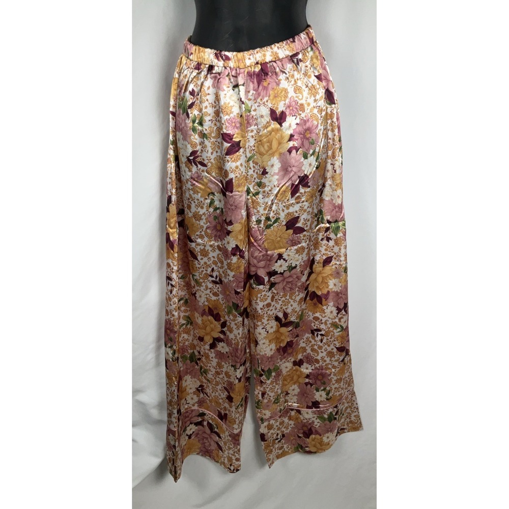 Sadie & Sage Women's XS Floral Satiny Wide Leg Pants Boho Festival Hippie NWT